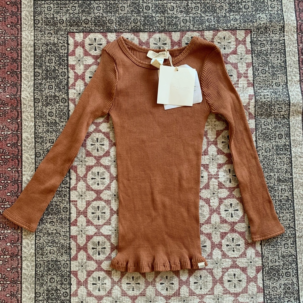 NWT Minimalisma Long Sleeve Rib Knit Tee 100% Merino Wool 4-5T
